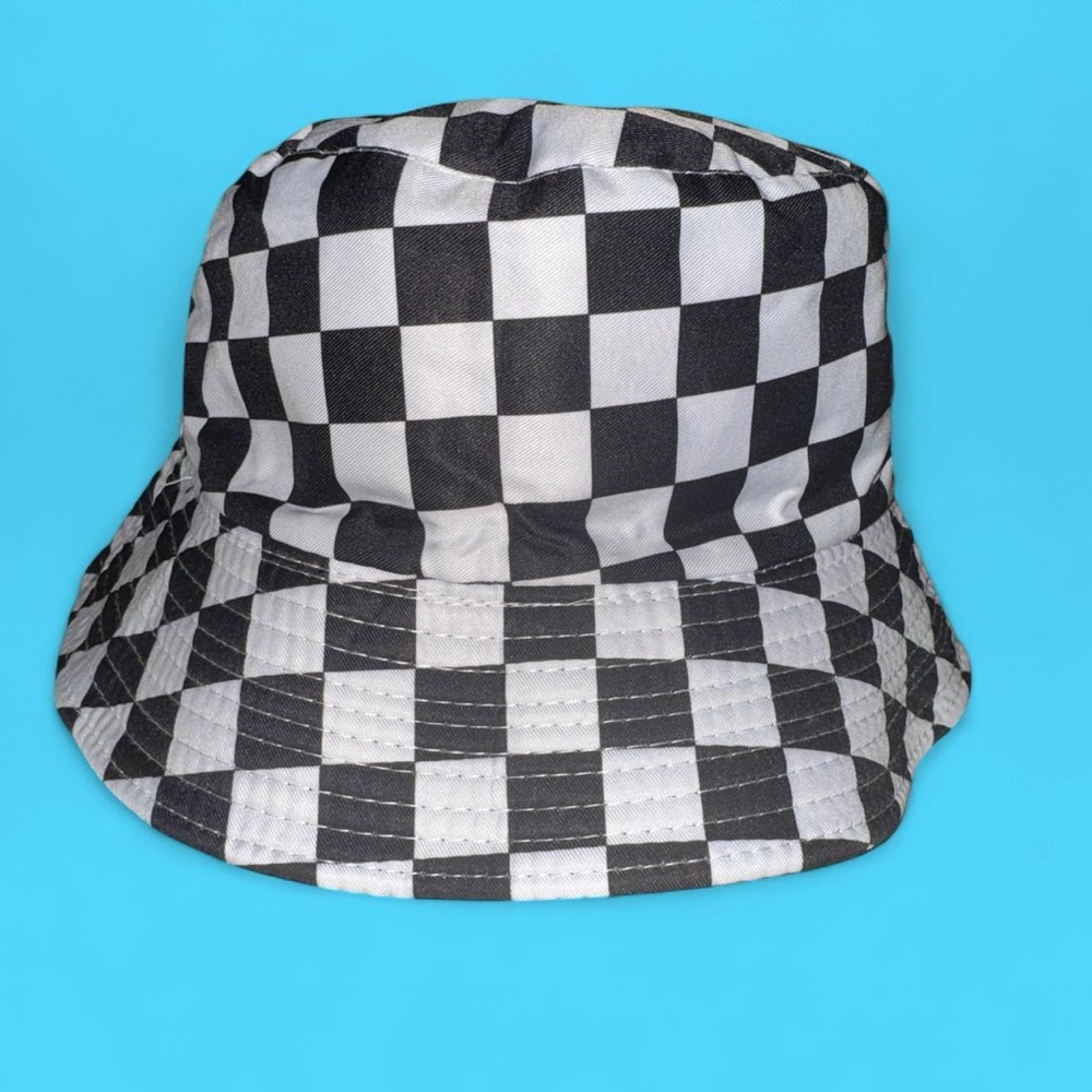 Black and White Checkered Bucket Hat 🏁